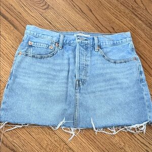 Levi's Light Blue Denim Mini Skirt with Raw Hem